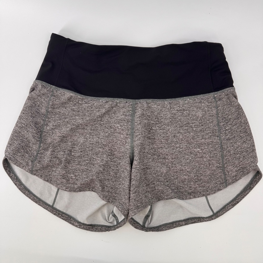 Lululemon Speed Up Shorts Women 4 Gray Black Space Dye Running Athletic 2.5"